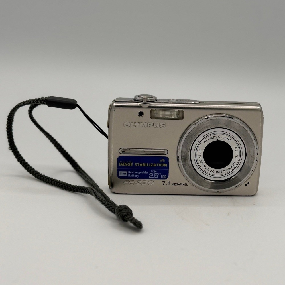 Olympus FE-230 7.1MP Digital Camera Silver 3x Optical Zoom Y2K Point and Shoot